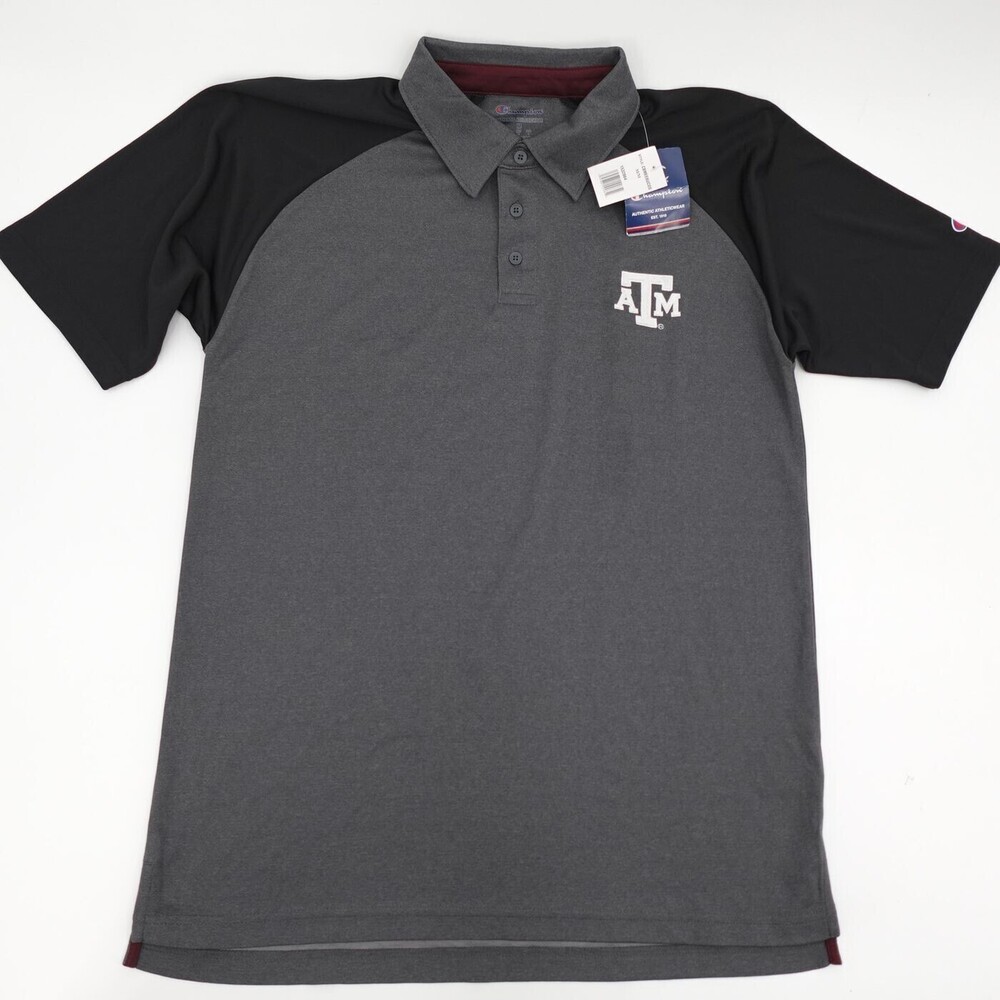 Texas A&M Aggies Polo Shirt Mens Medium Gray Colorblock NWT Polo Champion